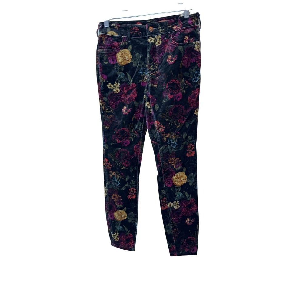 Pilcro Jeans Womens 25 Multicolor Floral Corduroy High Rise Skinny Ankle Stretch